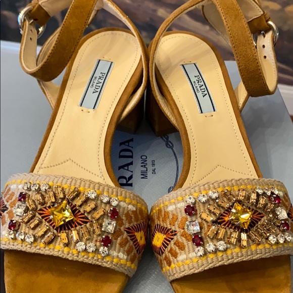 BNWT Authentic Prada Embellished Strap Heel Sandal - Picture 2 of 16
